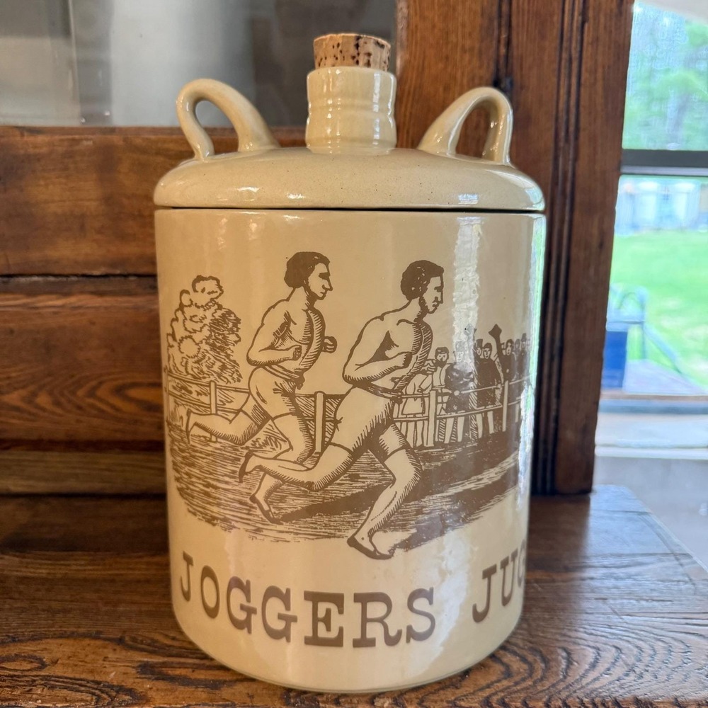 Vintage Joggers Jug Ceramic Top Ice Bucket Man Cave Runners Den Bar Pristine